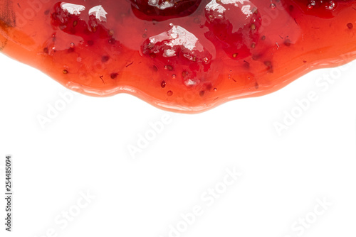 Strawberry jam on white background