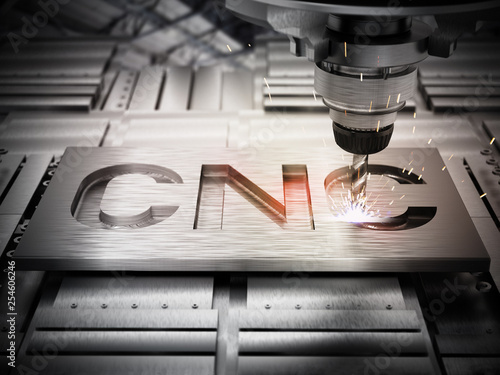 Closeup of generic CNC drill equipment. 3D illustration