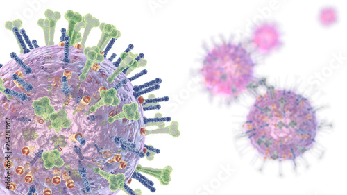 Influenza viruses, medically 3D illustration