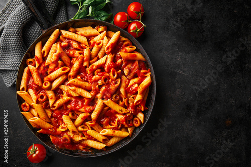 Classic penne pasta with tomato sauce