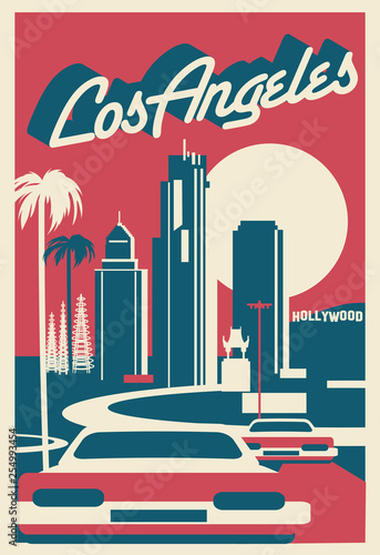 Los Angeles skyline postcard