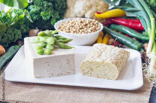 Soy products: tempeh and tofu