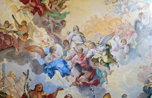 Chwała florenckich świętych, fresk Vincenzo Meucciego w Bazylice San Lorenzo we Florencji we Włoszech