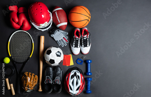 Sport Equipment On Black Background