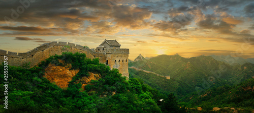 Sunset on the great wall of China,Jinshanling 