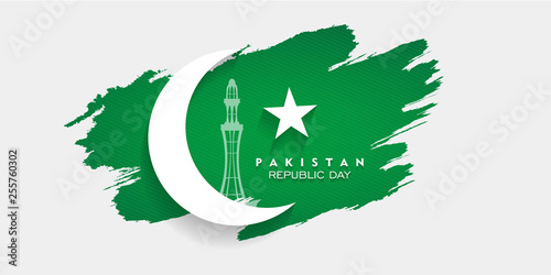 23rd of march pakistan national day celebration card, Happy Pakistan's Resolution Day 23rd March 1940. flag of pakistan brush design Vector Illustration