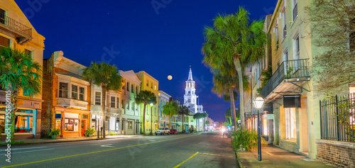 Broad Street Panorama in Charleston, South Carolina, USA