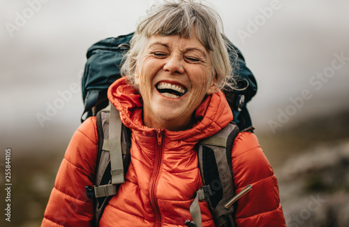 Senior woman enjoying her hiking trip