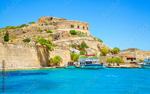 Spinalonga island is a popular tourist attraction in Crete, Greece.