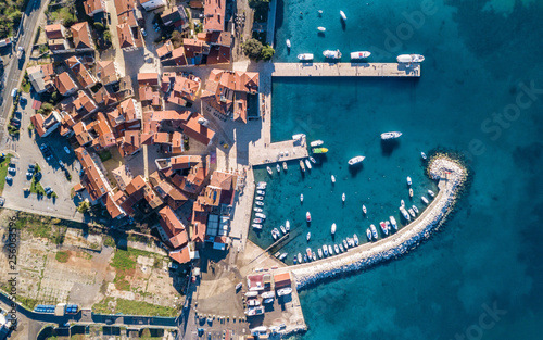 Aerial shot of the town of Fazana, Croatia. Yugoslavia's former President, Marshal Josip Broz Tito, was fond of Fažana and the Brionian Islands, spending up to six months of his year there.