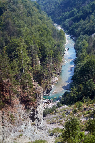 Canyon of the river Tara in Montenegro. Mountain landscape. Beautiful nature on a sunny summer day