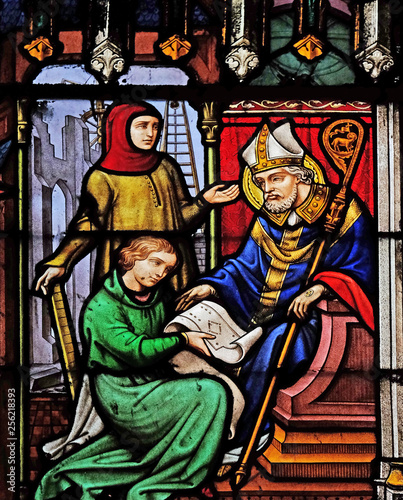 Scenes from the life of Saint Eugene, stained glass windows in the Saint Eugene - Saint Cecilia Church, Paris, France