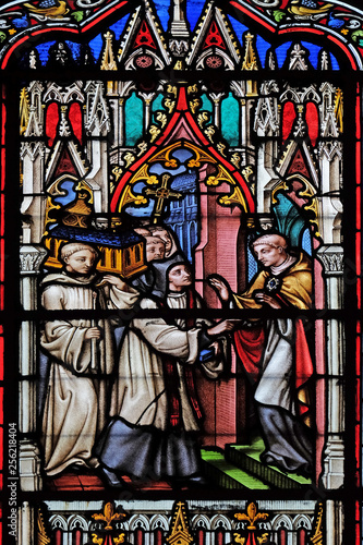 Scenes from the life of Saint Eugene, stained glass windows in the Saint Eugene - Saint Cecilia Church, Paris, France