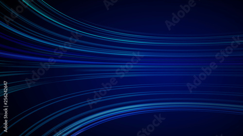 Blue colorful abstract background with animation moving of lines for fiber optic network. Magic flickering glowing flying lines. Animation of seamless loop. Bright thick stripes flying.