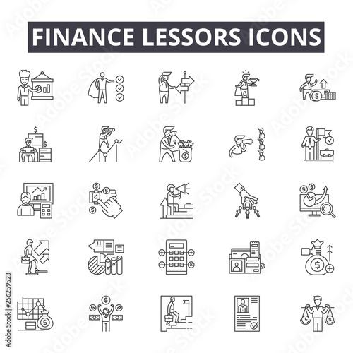 Finance lessors line icons for web and mobile. Editable stroke signs. Finance lessors outline concept illustrations