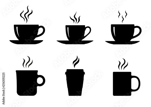 Coffee cup icons set. Vector