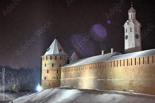 City Veliky Novgorod, Russia. The night before Christmas.