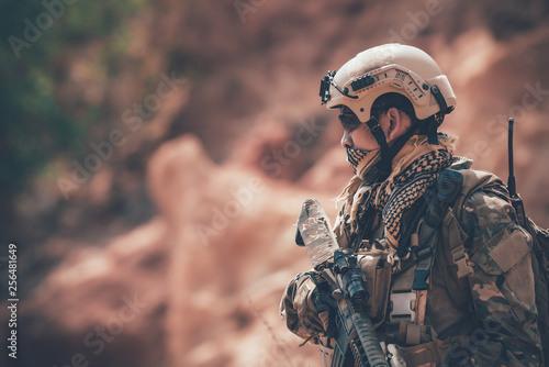 Soldiers of special forces on wars at the desert,Thailand people,Army soldier