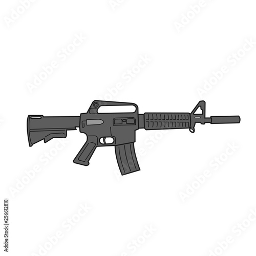 M-16 legendary assault rifle vector illustration. Classic armament flat design.