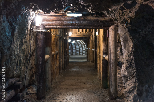 Underground corridor in an old gold mine and arsenic
