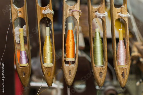 Loom in silk factory, equipment for silk worker to make silk fabric