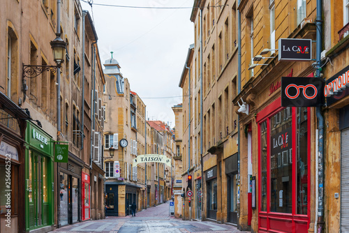 Metz, FRANCE - April 1, 2018: Street view of downtown in Metz, France