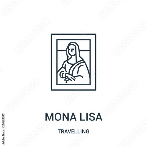 mona lisa icon vector from travelling collection. Thin line mona lisa outline icon vector illustration. Linear symbol.
