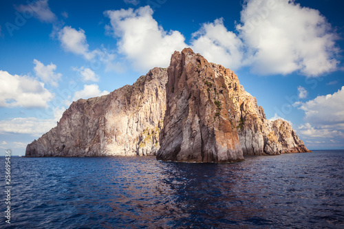 Volcanic Basiluzzo island and Spinazzolo rock near Panarea island