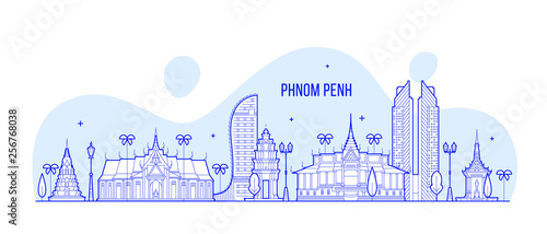 Phnom Penh skyline Cambodia city buildings vector