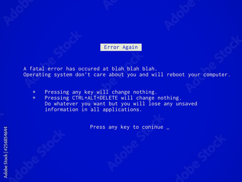 Fake funny Blue Screen of Death - BSOD. Error message during system failure.