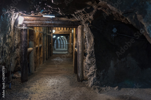 Underground corridor in an old gold mine and arsenic