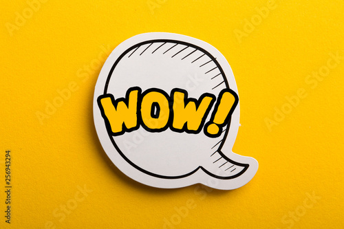 WOW Speech Bubble Isolated On Yellow Background