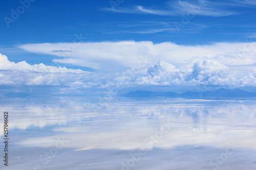 Uyuni salt lake in Bolivia. Specular reflection.