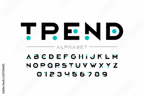 Modern font design, trendy alphabet letters and numbers