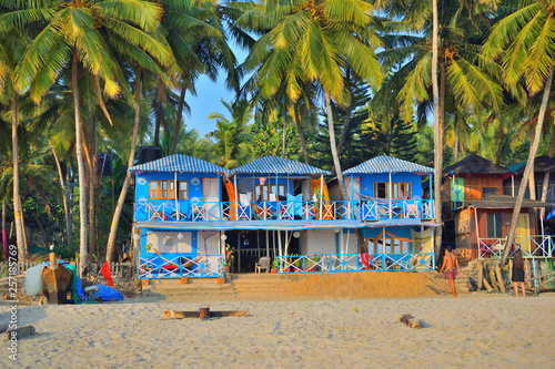 Colorful hotels in Palolem beach, Goa.