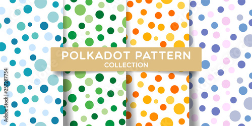 Polka dots seamless pattern collection. Colorful print design for textile, fabric, fashion, wallpaper, background. Vector eps 10