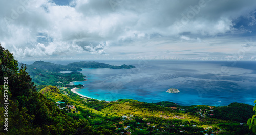 Morne Blanc viewpoint. Beautiful scenery of island coastline Nature trail Mahe Island Seychelles
