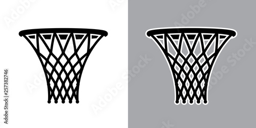 Vector illustration of basket for basketball game on light and dark backgrounds.