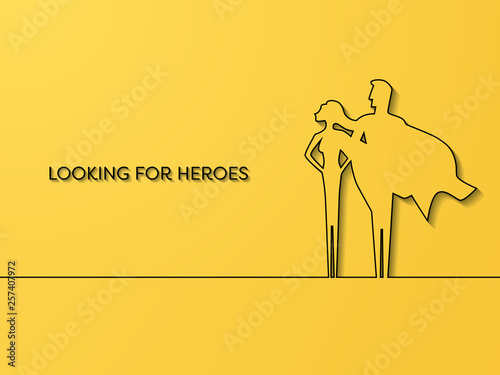 Business superhero recruitment vector concept. Symbol of career opportunity, strength, leaders, motivation, power, confidence and courage.