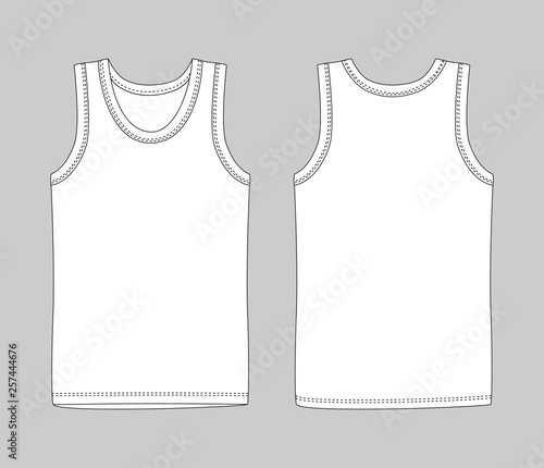 Men vest underwear. White tank top in front and back views.