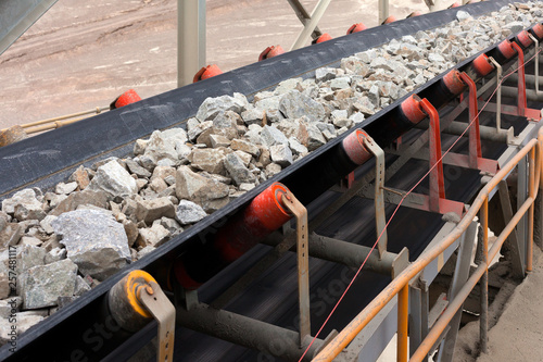 Raw Material on Conveyor Belt before being Crushed at Copper Mine in Northern Chile