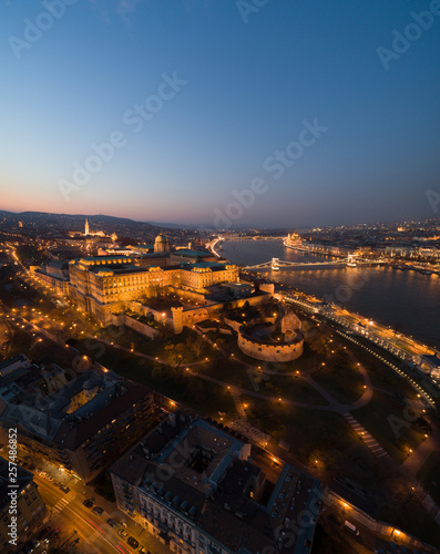Budapest at night with Buda Castle Royal Palace