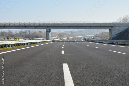 Construction of newly finished, empty highway.