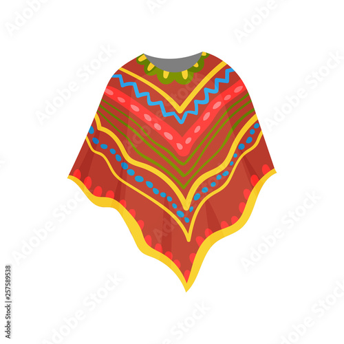 Colorful poncho on white background. Vector illustration.