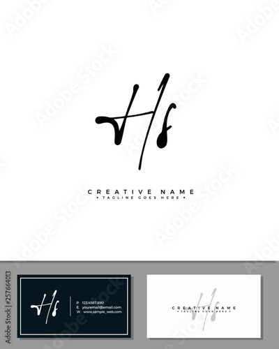 H S HS initial handwriting logo template vector. signature logo concept