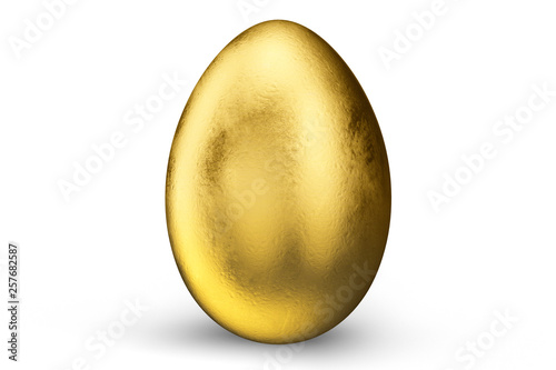Golden luxury egg on white backgorund. Easter egg. Holiday and easter symbol, 3D illustration