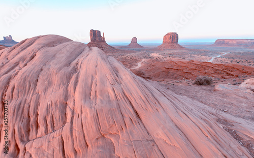 Red rocks of Monument Valley on a clear summer day