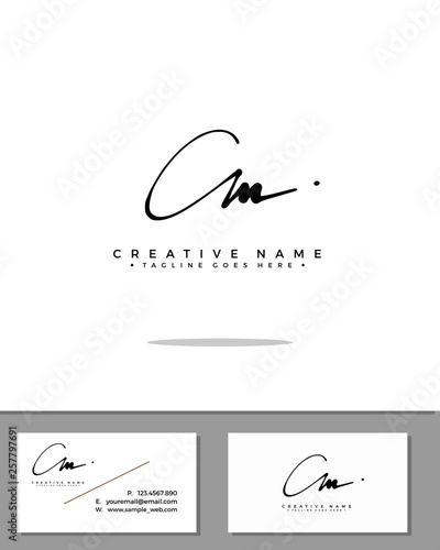 C M CM initial handwriting logo template vector. signature logo concept