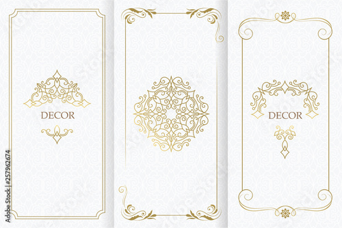 Ornate decor, border for invitation, card. Flourishes ornaments cards.