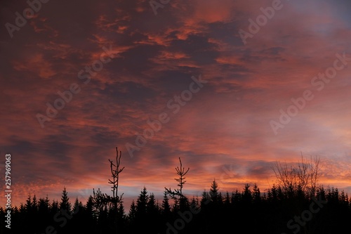 Zachód słońca w górach - Magistrala Karkonoska, Czechy, 